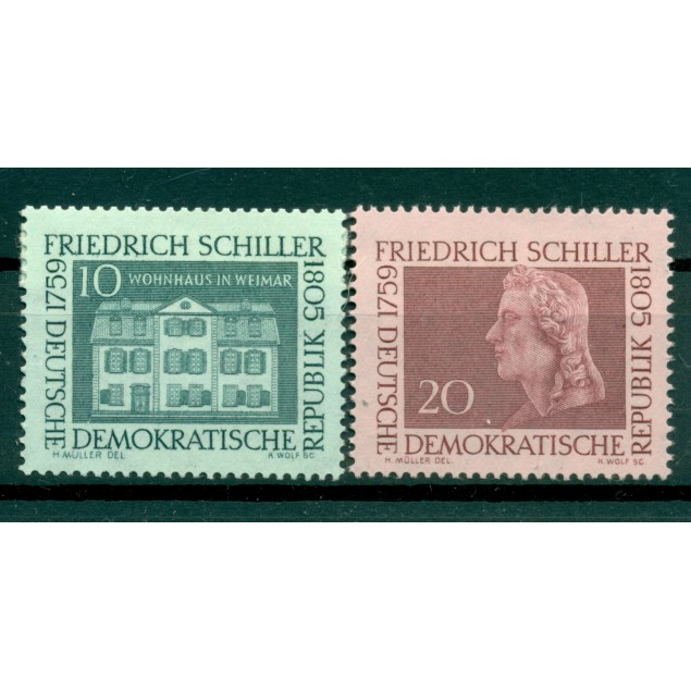 Allemagne - RDA 1959 - Y & T n. 449/50 - Friedrich von Schiller (Michel n. 733/34)