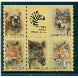 URSS 1988 - Y & T n. 5558/62 - Fondo d'aiuto per gli Zoo dell'Unione sovietica