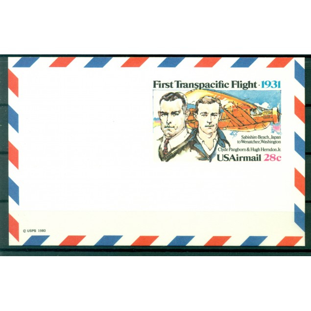 USA 1980 - Air mail postal stationery "First transpacific flight"