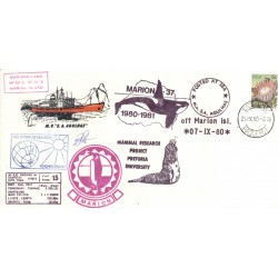 South Africa 1980 - Y & T n. 420 - Cover M.V. "S.A.Agulhas".  Marion Island (Antarctica)