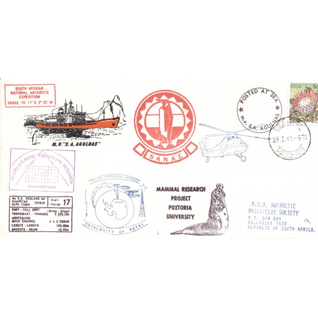 Afrique du Sud 1981 - Y & T n. 420 - Lettre M.V. "S.A. AGULHAS". SANAE