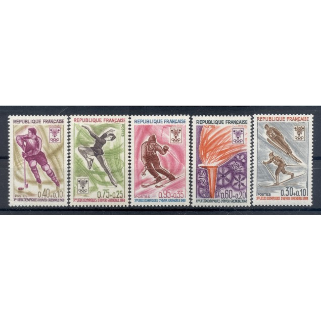 France 1968 - Y & T n. 1543/47 - Jeux Olympiques d'hiver  (Michel n. 1610/14)