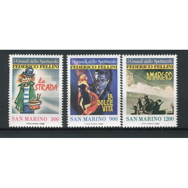 San Marino 1988 - Mi. n. 1391/1393 - Federico Fellini
