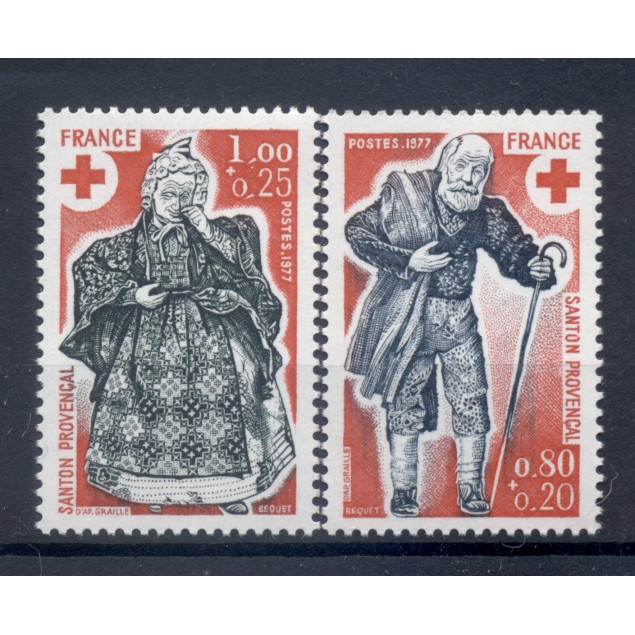 France 1977 - Y & T  n. 1959/60 - Au profit de la Croix-Rouge (Michel n. 2054/55)