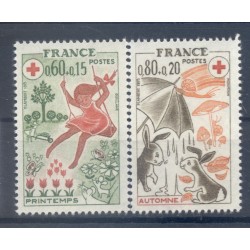 France 1975 - Y & T n. 1860/61 - For the benefit of the Red Cross (Michel n. 1942/43)