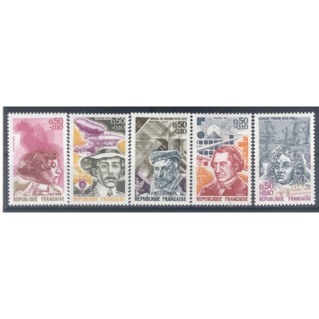 France 1973 - Y & T  n. 1744/48 - Personnages célèbres (Michel n. 1822-29-34-37-41)