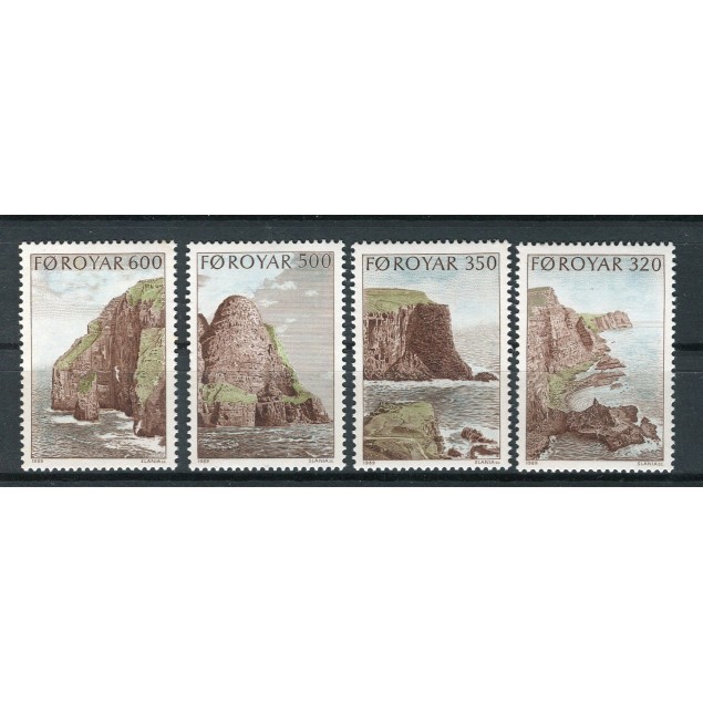 Isole Feroe 1989 - Mi. n. 190/193 - Scogliere