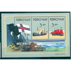 BATEAUX & DRAPEAU - VESSELS & FLAG FAROE ISLANDS 1990 block