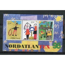 Faroe 1996 - Mi. n. 300/302 Bl. n. 8 - Drawings, "Nordatlantex '96"