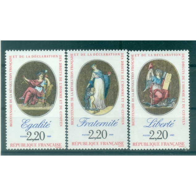 France 1989 - Y & T  n. 2573/75 - Révolution et Déclaration des Droits de l'Homme (Michel n. 2708-15-20)