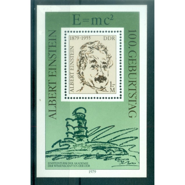 Germania - RDT 1979 - Y& T foglietto n. 51 - Albert Einstein (Michel foglietto n. 54)