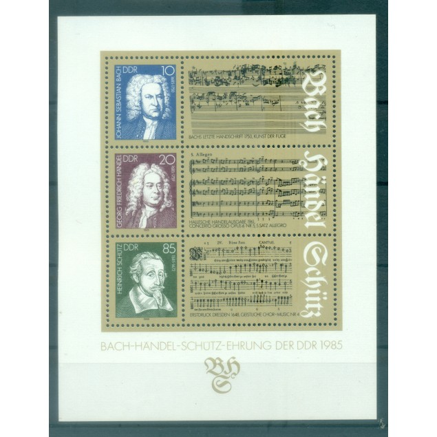 Germania - RDT 1985 - Y& T foglietto n. 80 - Grandi musicisti tedeschi (Michel foglietto n. 81)