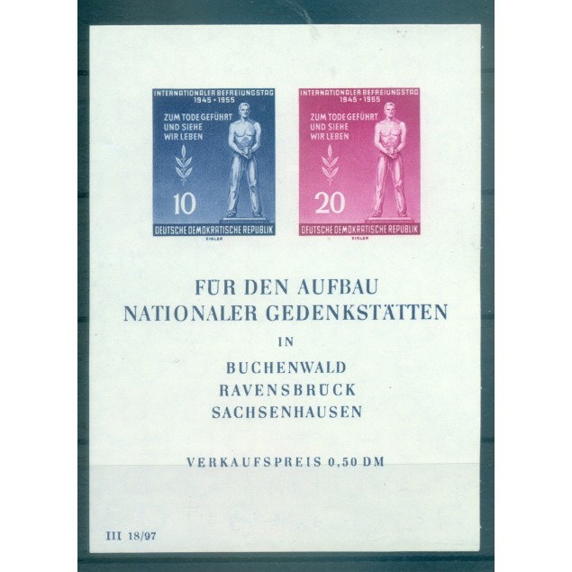 Germany - GDR 1955 - Y & T sheet n. 5 - Release of deportation camps (Michel sheet n. 11)