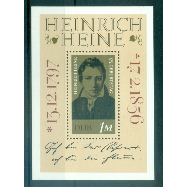 Allemagne - RDA 1972 - Y & T feuillet n. 32 - Heinrich Heine (Michel n. 37)