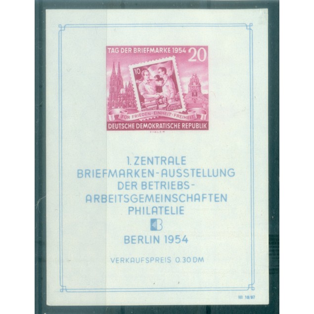 Germany - GDR 1954 - Y & T sheet n. 4 - Stamp Day (Michel n. 10 X II)