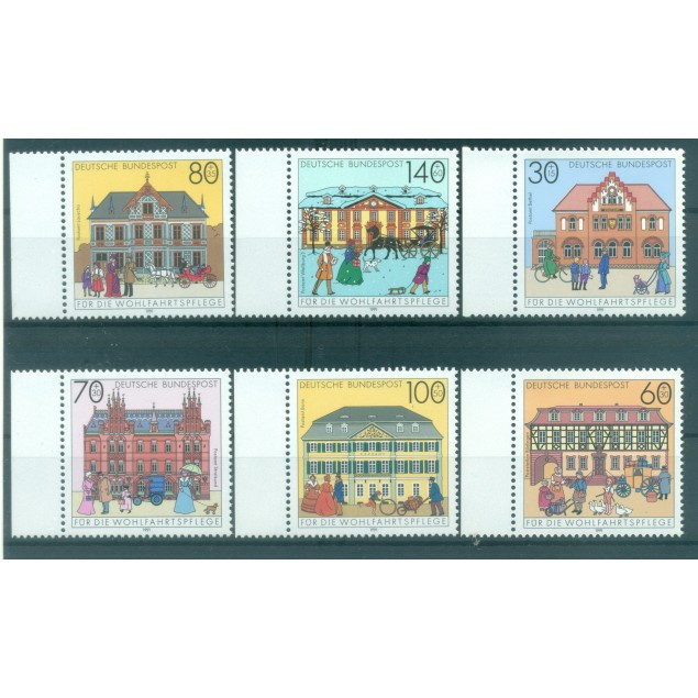 Germany 1991 - Y & T n. 1395/1400 - Historical post houses (Michel n. 1563/68)
