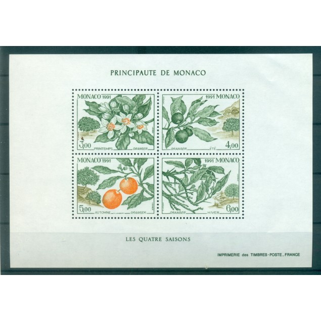 Monaco 1991 - Y & T sheet n. 52 - Orange tree's four seasons (Michel sheet n. 52)