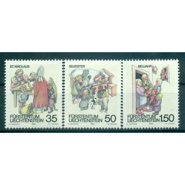 Liechtenstein 1990 - Y & T n. 949/51 - Coutumes hivernales (Michel n. 1008/10)