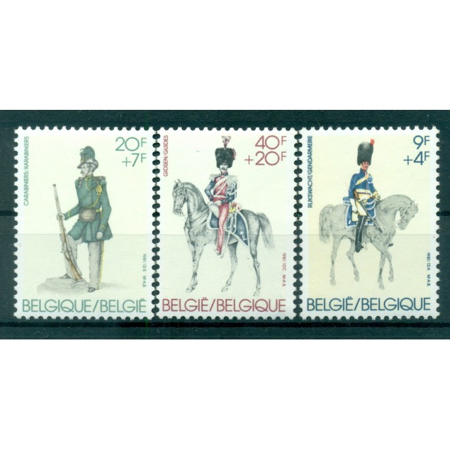 Belgique 1981 - Y & T n. 2030/32 - Anciens uniformes (Michel n. 2083/85)