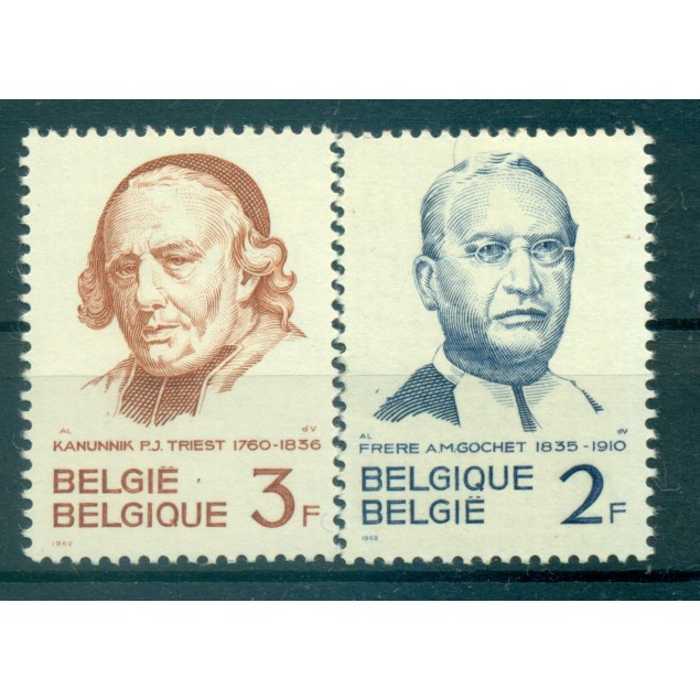 Belgique  1962 - Y & T n. 1214/15 - Frère Gochet et chanoine Triest (Michel n. 1274/75)