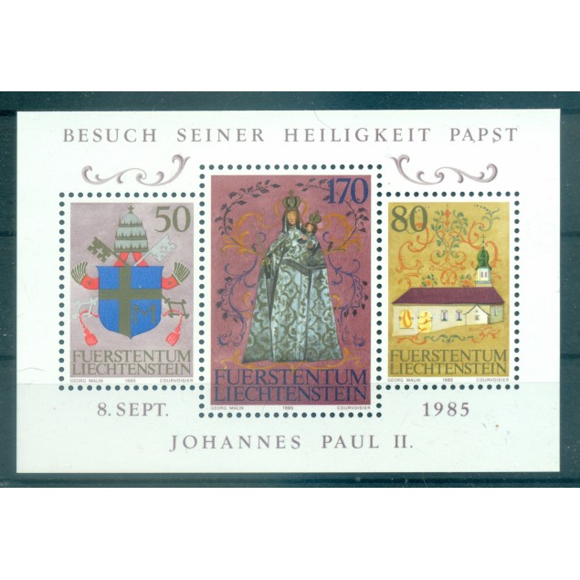 Liechtenstein 1985 - Y & T foglietto n. 15 - Visita di S. S. Giovanni Paolo II (Michel foglietto n. 12)