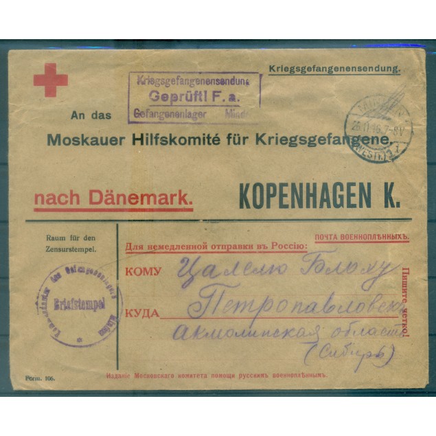 Germany 1916 - Correspondence prisoners of war - Minden camp