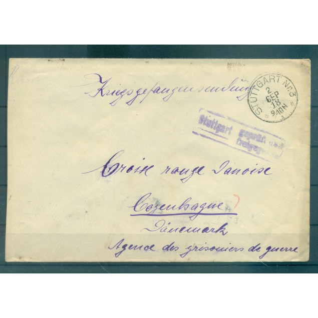 Allemagne 1918 - Correspondance prisonniers de guerre - Stuttgart