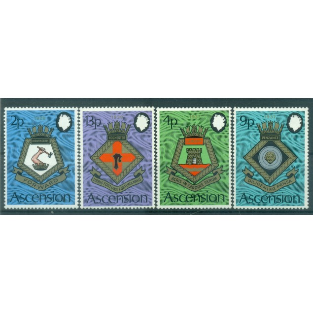 Ascension Island 1973 - Y. & T. n. 167/70 - Royal Navy coats of arms (Michel n. 166/69)