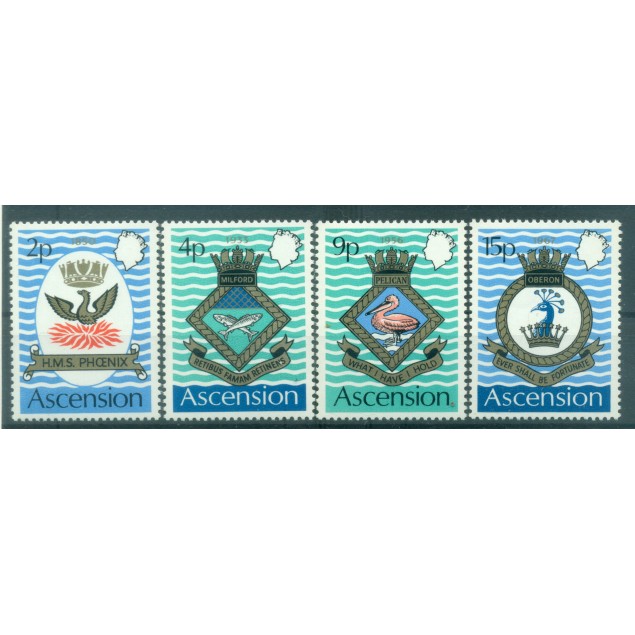 Île de l'Ascension 1971 - Y. & T. n. 153/56 - Blasons de la marine royalel (Michel n. 152/55)