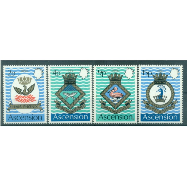 Isola di Ascensione 1971 - Y. & T. n. 153/56 - Stemmi della marina reale (Michel n. 152/55)