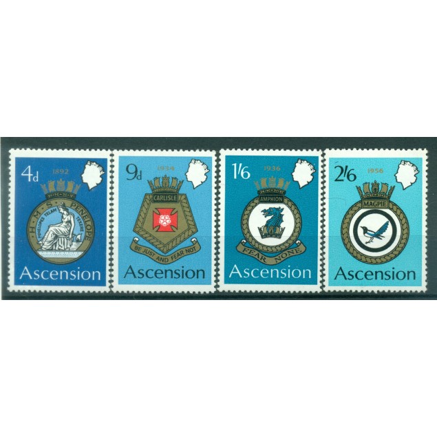 Ascension Island 1970 - Y. & T. n. 135/38 - Royal Navy coats of arms (Michel n. 134/37)