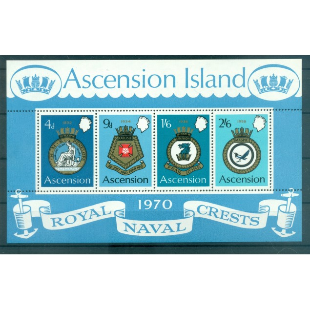 Ascension Island 1970 - Y. & T. sheet n. 2 - Royal Navy coats of arms (Michel sheet n. 2)