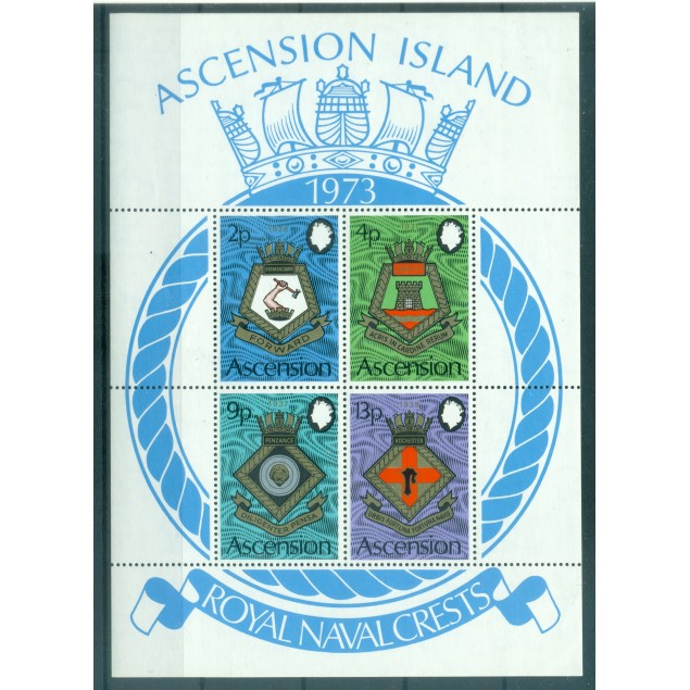 Ascension Island 1973 - Y. & T. sheet n. 6 - Royal Navy coats of arms (Michel sheet n. 6)