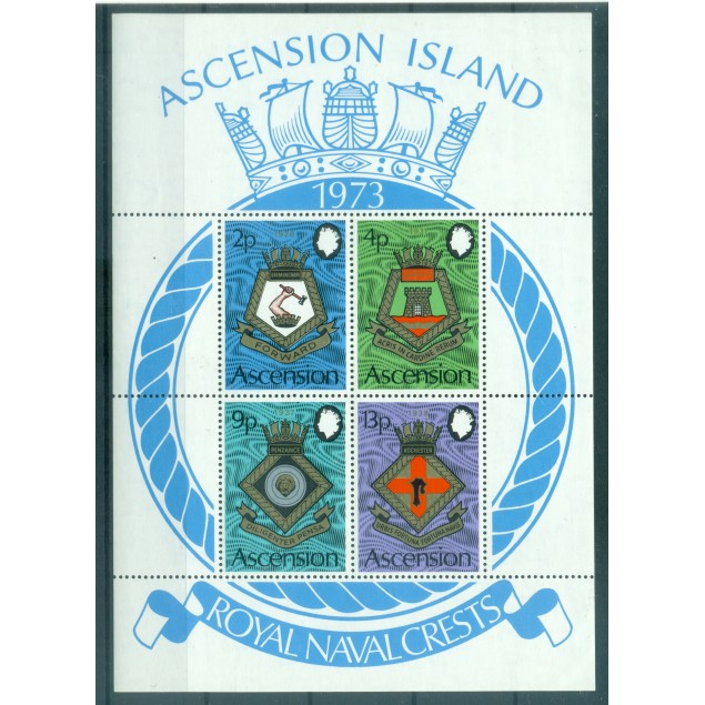 Isola di Ascensione 1973 - Y. & T. foglietto n. 6 - Stemmi della marina reale (Michel foglietto n. 6)