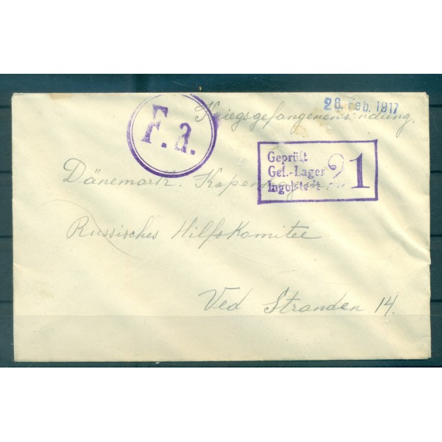 Allemagne 1917 - Correspondance prisonniers de guerre - Camp d'Ingolstadt