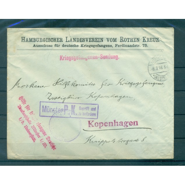 Germania 1916 - Corrispondenza prigionieri di guerra - Campo di Münsterenburg