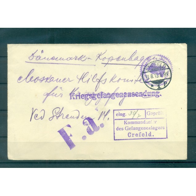 Germania 1915 - Corrispondenza prigionieri di guerra - Campo di Crefeld