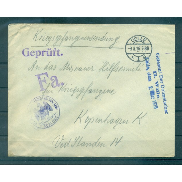 Allemagne  1916 - Correspondance prisonniers de guerre - Camp de Celle