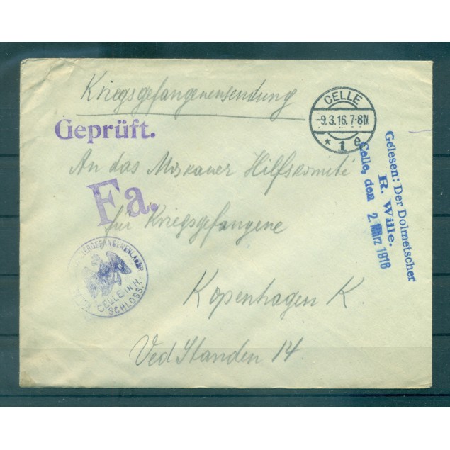 Germany 1916 - Correspondence prisoners of war - Celle Camp