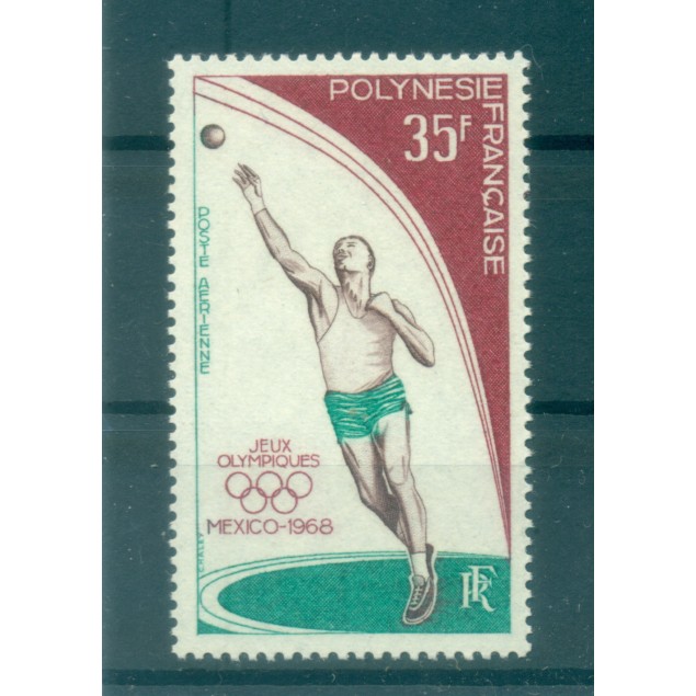 French Polynesia 1968 - Y & T n. 26 air mail - Mexico Olympics (Michel n. 89)