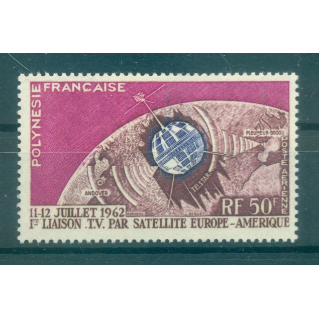 Polinesia Francese 1962 - Y & T n. 6 posta aerea - Telecomunicazioni spaziali  (Michel n. 23)