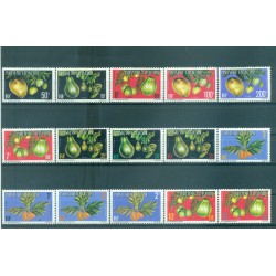 Polinesia Francese 1977 - Y & T  n. 1/15 francobolli di servizio - Frutti (Michel n. D 1A/15A)