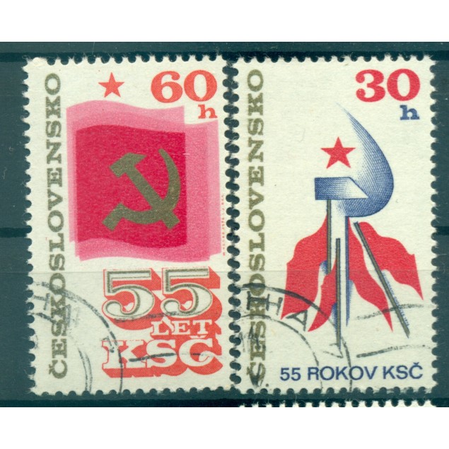 Cecoslovacchia 1976 - Y & T n. 2165/66 - Partito comunista cecoslovacco (Michel n. 2321/22)