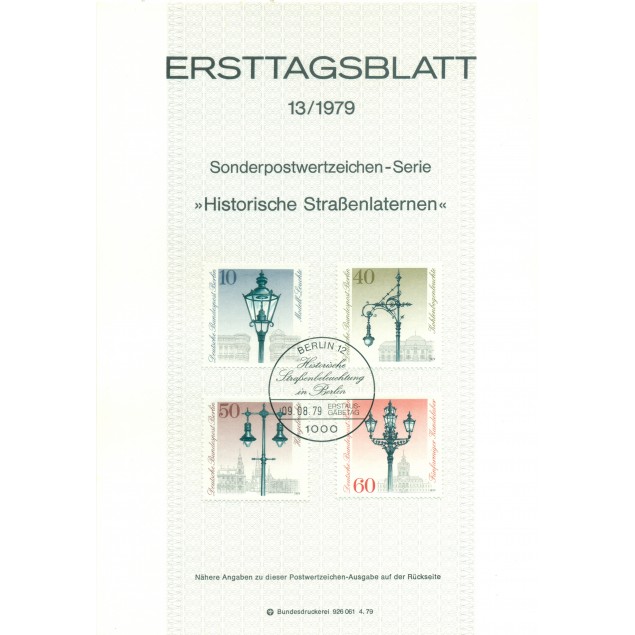 West Berlin 1979 - Y & T n. 563/66 - Historical street lights (Michel n. 603/06)