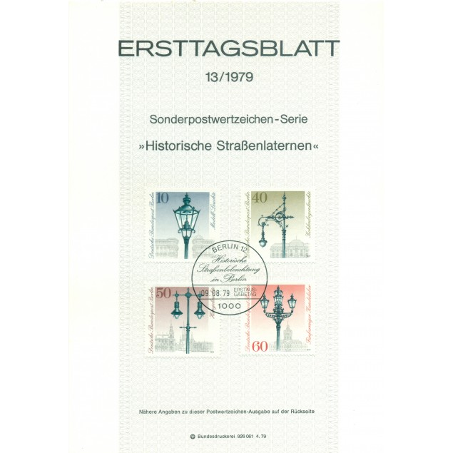 West Berlin 1979 - Y & T n. 563/66 - Historical street lights (Michel n. 603/06)