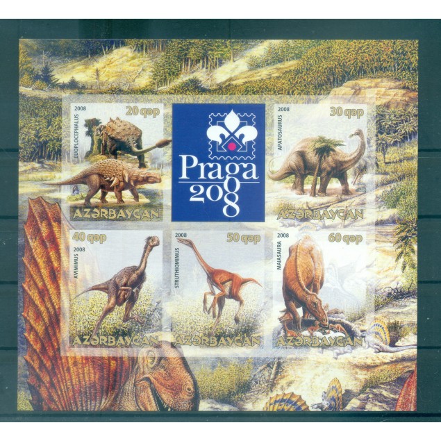 Azerbaijan 2008 - Prague 2008 - Sheet "prehistoric animals" unperforated