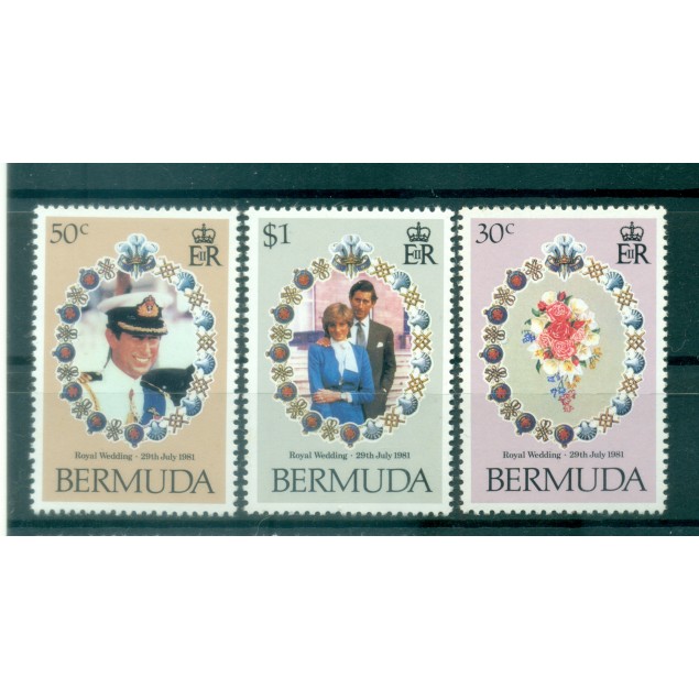 Bermuda 1981 - Y & T  n. 402/04 - Royal wedding (Michel  n. 401/03)