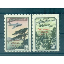 USSR 1955 - Y & T n. 102/03 air mail - Scientific stations "North Pole 4 and 5" (Michel n. 1789/90 A II)