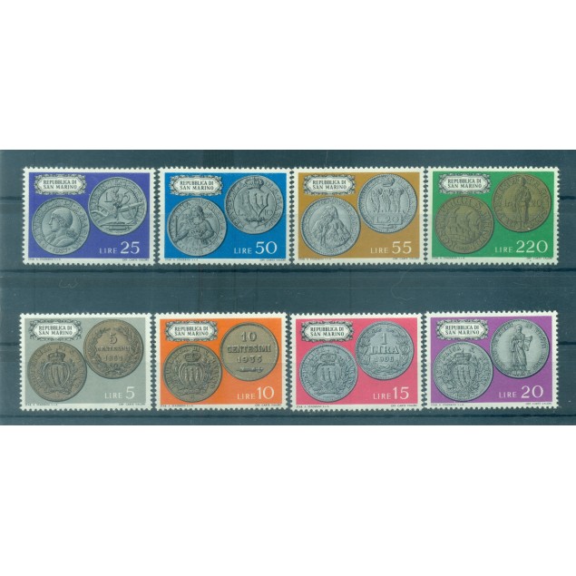 Saint-Marin 1972 - Y & T  n. 823/30 - Monnaies de Saint-Marin (Michel n. 1017/24)