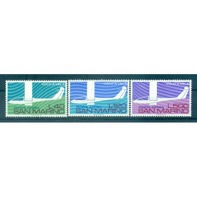 San Marino 1974 - Y & T  n. 140/42 air mail - Gliding (Michel n. 1077/79)